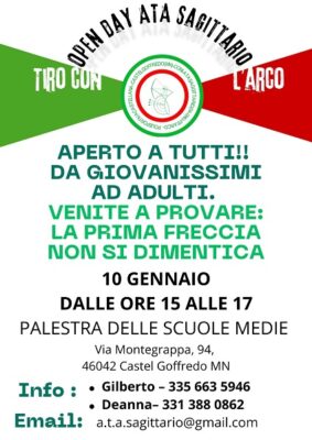 tiro con l'arco open day 2026 - sabato 10 gennaio 2026